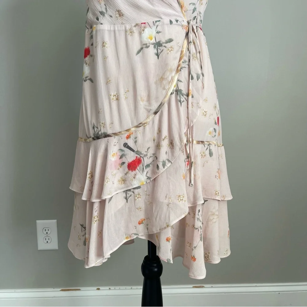 ALLSAINTS | Ari Kora Dusty Pink Floral Print Wrap Dress Sz 4 - Picture 4 of 11